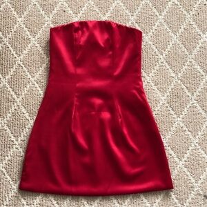 Lorette Red Satin Strapless Mini Dress